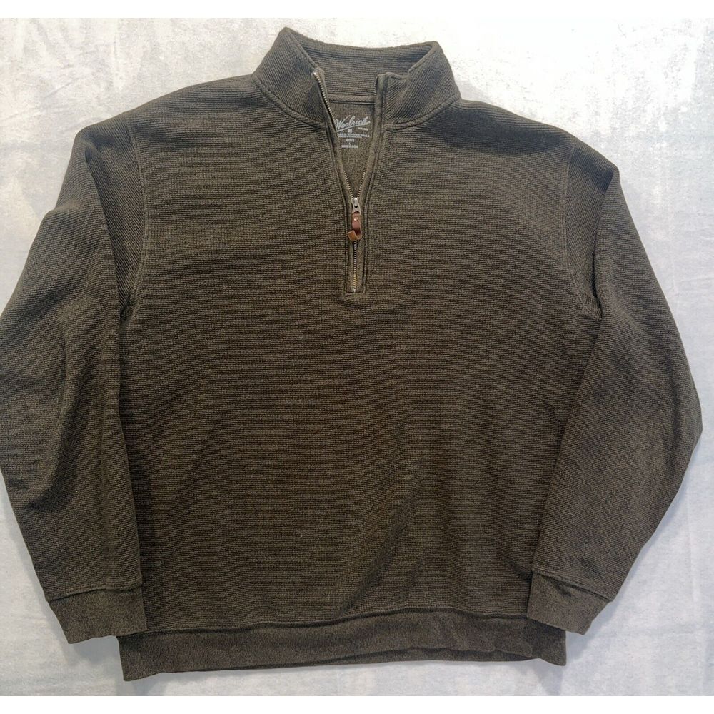 Woolrich Sweatshirt Mens Large Brown Knit 1/4 Zip Long Sleeve Pullover Sweater